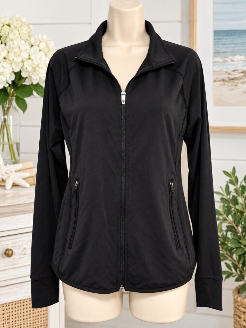🖤 T by Talbots Black Athletic Zip-Up Jacket – Large Petite